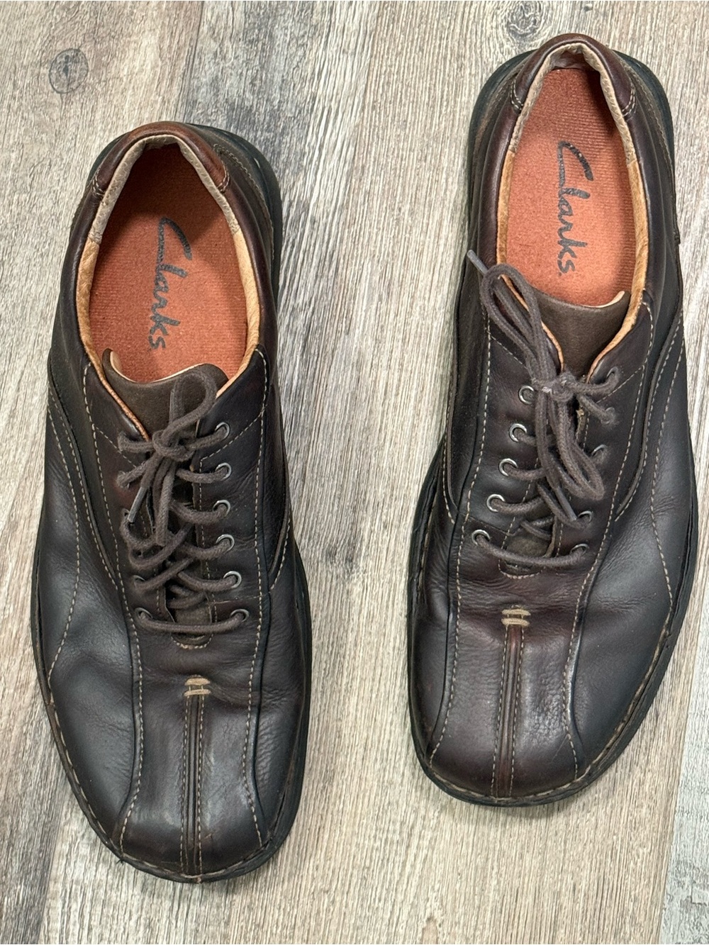 Clarks Men’s Brown Leather Casual Lace-Up Shoes Size 13
